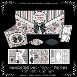 Envelope Look Floral Card Set - Grunge Texture