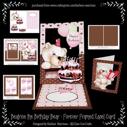 Forever Framed Easel Card - Beatrice the Birthday Bear