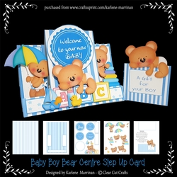 Baby Boy Bear Centre Step Up Card