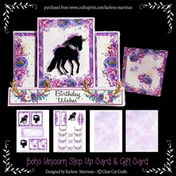 Boho Unicorn Centre Step Up Card