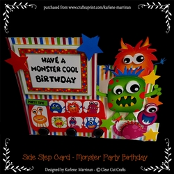 Monster Party or Bithday Invite Side Step Card