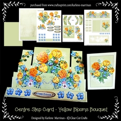 Centre Step Card - Yellow Blooms Bouquet