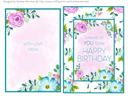 Floral Framed Card Topper & Inner - Happy Birthday