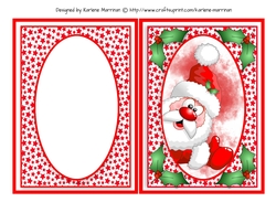 Christmas Red Oval Front Card Topper & Inner - Santa is Here