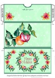 Holly Christmas Green Pocket/Wallet/Envelope for Gift Vouchers & Money