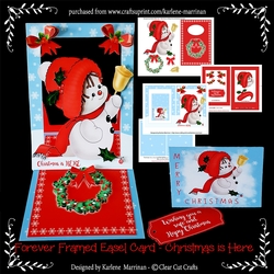 Forever Framed Easel Card - Christmas is Here Snowman