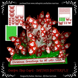 Santas Head Christma Butterfly Mountain Fold Card