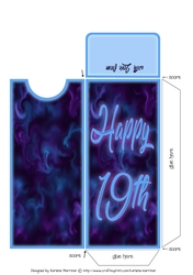 Blue Glow 19th Birthday Voucher/Gift/Money Wallet/Pocket/Envelope