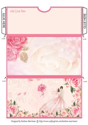 Bride, Groom & a Bouquet Wedding Voucher/Money/Gift Wallet/Pocket Envelope
