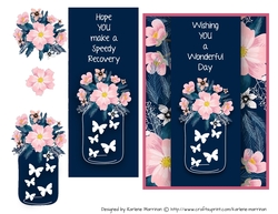 Pink on Navy Ladies Floral Crd Topper