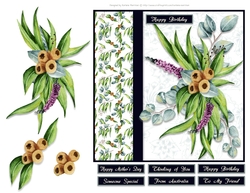 Australian Blue Gum Floral Side Panel Card Topper- Design 5