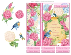 Hydrangea Floral Side Panel Card Topper- Design 6