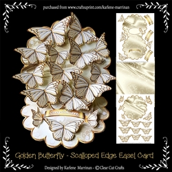 Golden Butterflies Scalloped Easel Card - Great for Weddings
