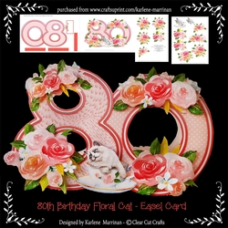 Floral 80th Birthday Easel Card