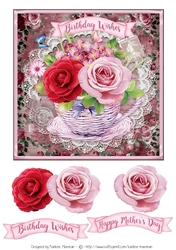 Roses in a Teacup Card Topper