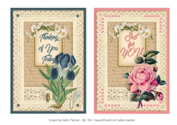 Duo of Florals Vintage & Lace Card Topper- set 1