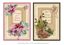 Duo of Florals Vintage & Lace Card Topper- set 3