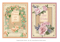 Duo of  Florals Vintage & Lace Card Topper- set 4