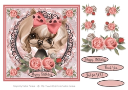 Bouquets & Lace Cute Girly Puppy Card Topper