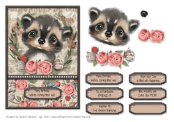 In the Woods Creatures Series - Card Topper - Racoon