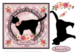 Roses and Black Cat Card Topper Series - On the Prowl