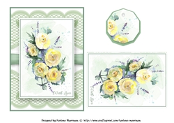 Floral Bouquet on Lace Card Topper - Design 4