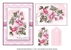 Floral Bouquet on Lace Card Topper - Design 7