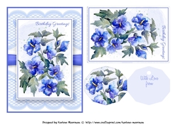 Floral Bouquet on Lace Card Topper - Design 8
