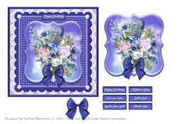 Blooms on Bordered Lace Card Topper - Design 1