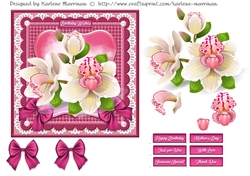 Blooms on Bordered Lace Card Topper - Design 14