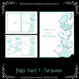 Heart Edge Baby Card - Turquoise