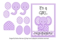 Its a Girl Elephant Card - Mauve