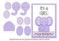 Its a Girl Elephant Card - Purple