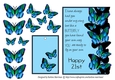 Butterfly Feather Card Topper - 21st Birthday - Blue