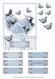 Rose & Butterfly Card Topper - Light Blue