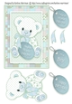 Patchwork Teddy Baby Boy Card Topper -Turquoise