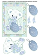 Patchwork Teddy Baby Boy Card Topper - Blue