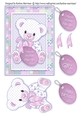 Patchwork Teddy Baby Girl Card Topper - Pink