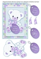 Patchwork Teddy Baby Girl Card Topper - Purple
