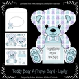 Lachy - A Frame Floral Teddy Bear Card - Baby Boy
