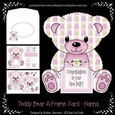 Hanna - A Frame Floral Teddy Bear Card - Baby Girl