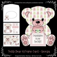 Georgia - A Frame Floral Teddy Bear Card - Baby Girl