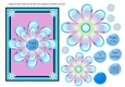 Rainbow Floral Card Topper - Aqua & Pink