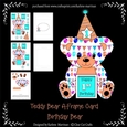 Teddy Bear Birthday Age Card - Orange & Aqua