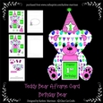 Teddy Bear Birthday Age Card - Pink & Green