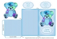 Teddy Bear Money/Voucher Wallet or Envelope - Blue Floral