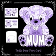 Teddy Bear Mothers Day or For Mum A Frame Card - Purple