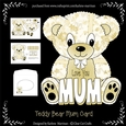 Teddy Bear Mothers Day or For Mum A Frame Card - Yellow