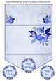 Floral Wreath Money/Voucher/Gift Wallet/Pocket/Envelope - Blue