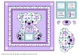 Elephant print Teddy Bear in Frame Card Topper - Mauve Girl